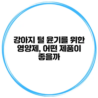 강아지 털 윤기를 위한 영양제, 어떤 제품이 좋을까?