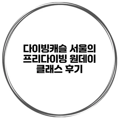 다이빙캐슬 서울의 프리다이빙 원데이 클래스 후기
